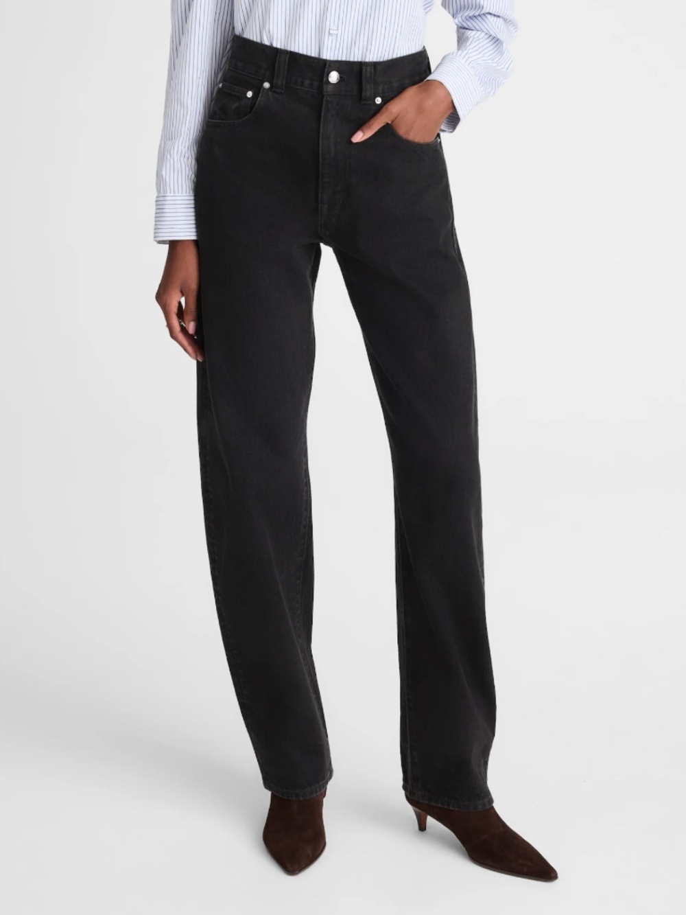 Madewell Balloon Barrel Leg Jean Black Frost Rigid Size 31